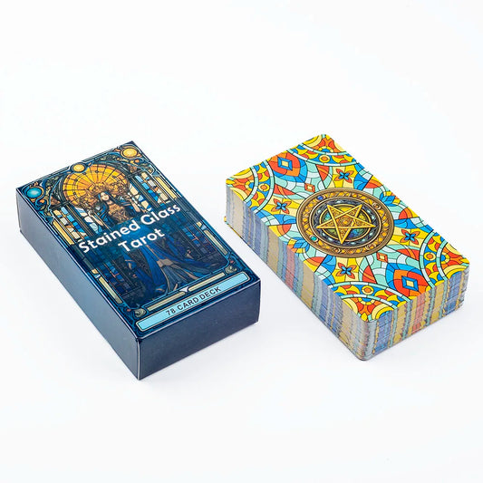 Stained Glass Tarot – 78-Card Deck for Divination & Family Entertainment (10.3 × 6 cm)