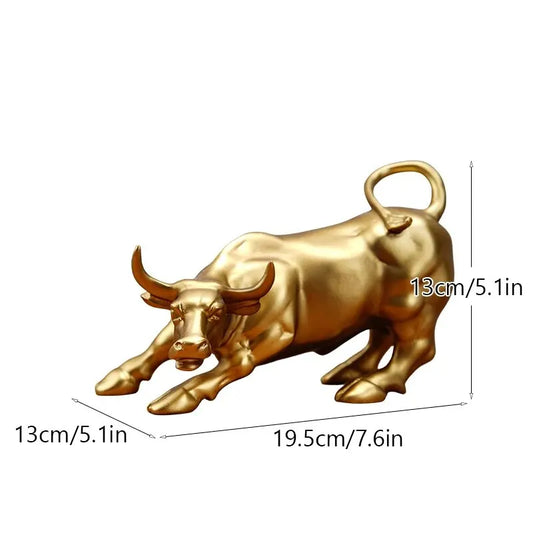 NORTHEUINS Wall Street Bull Market Resin Ornament – Feng Shui Fortune & Wealth Figurine